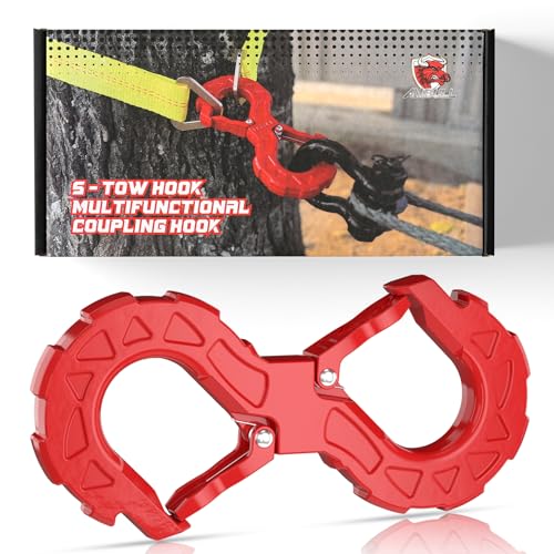 3/8 Tow Hook, Winch Hook for Off-Road Recovery, Towing Shackle 33000 Lbs, G80 Heavy Duty Strength Integrated Winch Quick Shackle, Red - color: Red