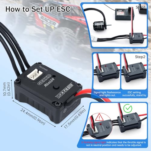 Surpass 1212 3500KV Outrunner Brushless Motor with ESC Combo for RC 1/18 TRX4M Upgrade Parts 1/24th RC Crawler（not fit for SCX24）