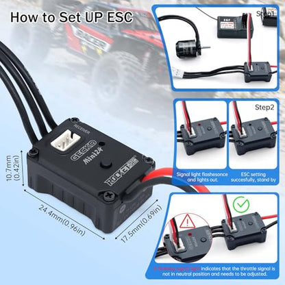 Surpass 1212 3500KV Outrunner Brushless Motor with ESC Combo for RC 1/18 TRX4M Upgrade Parts 1/24th RC Crawler（not fit for SCX24）