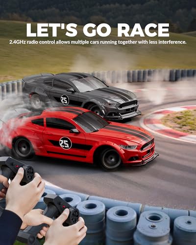 1:20 Scale Remote Control Car for Boys Girls and Kids | 2.4GHz, 20KM/H, 4WD, LED Headlights & Brake Lights, Racing Sports Gift Idea - color: Red