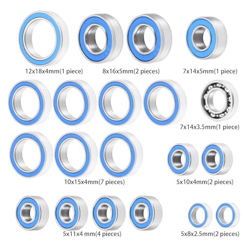 20Pcs Steel Rubber Sealed Bearings Kit for Tra-xxas Mini Maxx XRT | Slash 4X4 Short Course 1/16 RC Car Upgrade