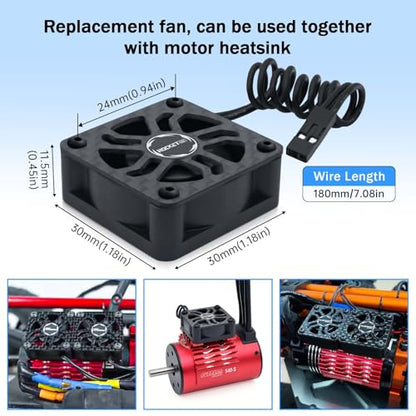 Surpass Hobby 30mm RC Cooling Fans,27000 High RPM RC Car Motor Fan for 1/8 1/10 RC Car Truck Truggy (Without Motor Heatsink) - style: 1 Pack 30mm Fan-black1