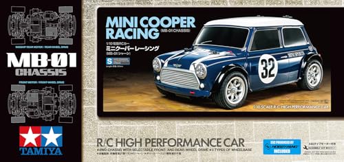Tamiya 58747 1:10 RC Mini Cooper Racing MB-01 Remote Control Car, Vehicle, Model Building, Assembly, Hobby, RC Kit, Unpainted