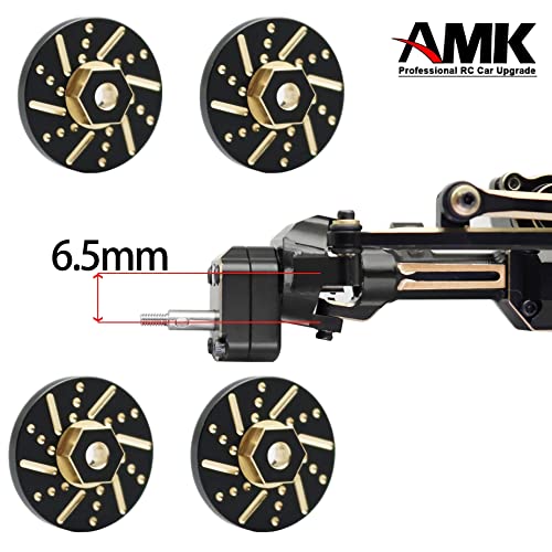 AMK 2pcs SCX24 Brass Front Axles (SCX24 4Wheel Steer) with 7mm Hex Wheel Hubs Counterweights for 1/24 RC Crawler Axial AX24 FCX24 SCX24 Upgrades