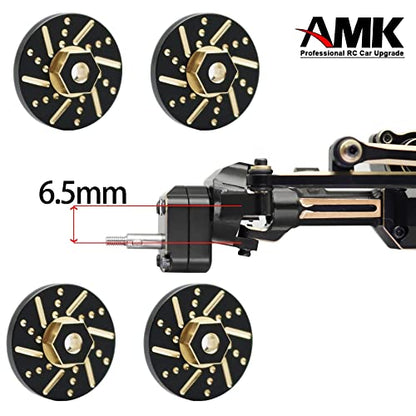 AMK 2pcs SCX24 Brass Front Axles (SCX24 4Wheel Steer) with 7mm Hex Wheel Hubs Counterweights for 1/24 RC Crawler Axial AX24 FCX24 SCX24 Upgrades