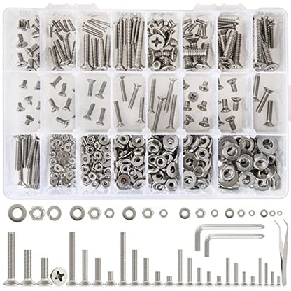 #2-56#4-40#6-32#8-32#10-24#1/4-20 Screws Assortment Phillips Flat Head 569Pcs 26 Size Screws, Nuts and Bolts, w/Lock Washers, K Kwokker 304 Stainless Steel Bolt Assortment Machine Screws - size: C. #2-56#4-40#6-32#8-32#10-24#1/4-20