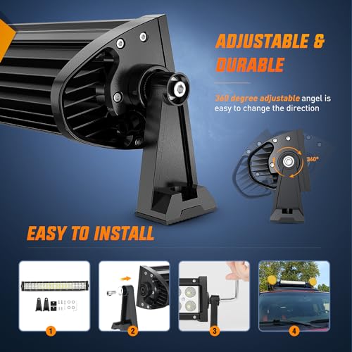 Nilight 42Inch 240W Spot Flood Combo Led Light Bar Off Road Driving Lights Boat Lights Fog Light 12V On/Off 5 Pin Rocker Switch Power 14AWG Wiring Harness Kit-1 Lead for Trucks - size: 42Inch 240W Light Bar +Wiring Harness