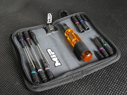 MIP RC Mini Tool Bag 13 Pocket Holds 1/4 Hex & Nut Driver Bits, Precision Tools for RC Car Repair, Quadcopter, Helicopter, and FPV Racing Drone Models, Model 5211