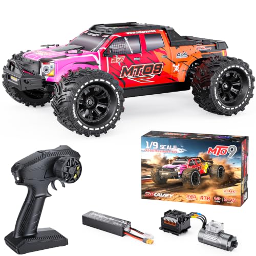 MT09 1/9 4WD Brushless RC Monster Truck,Remote Control Car for Fast Adult | 38MPH High Speed Off Road RC Car,130A ESC Remote Control Car, All Terrain RTR Hobby Grade RC Truggy for Adults -Red - color: Red, size: 1/9