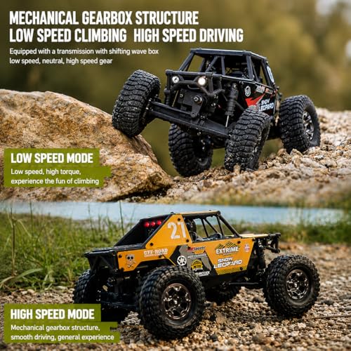 UDIRC Upgraded UCX2405PRO 1/24 Brushless RC Crawler, FOC 4WS RC Rock Tuck | FOC Outrunner Motor, 2-Speed, Cruise Control, RTR 4x4 RC Crawler, Upgraded Drag Brake, Hall Effect Radio & Foam-Filled Tires
