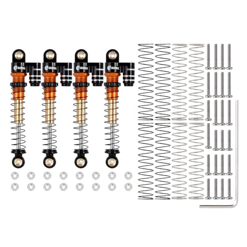 INJORA 43mm Aluminum Threaded Double Barrel Shocks Dampers for Axial SCX24(Gold)