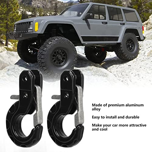 2Pcs RC Trailer Hook with Chain Aluminum Alloy Iron Simulation Climbing Car Tow Hook for 1/10 Scale Crawler Truck SCX10 D90 D110 TF2 Climbing Car RC Car Accessory(Black) - color: Black