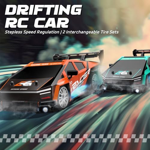 RC Drift Car, 1:24 Scale Remote Control Vehicle for Kids,2.4GHz 20KM/H 4WD High Speed RC Cars with LED Light, Two Batteries & Drifting Tires Racing Sport Toy Cars for Adults Boys Girls Kids 8603OG - style: 8603-Orange