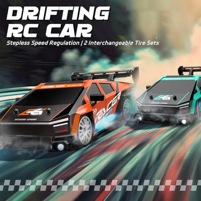 RC Drift Car, 1:24 Scale Remote Control Vehicle for Kids,2.4GHz 20KM/H 4WD High Speed RC Cars with LED Light, Two Batteries & Drifting Tires Racing Sport Toy Cars for Adults Boys Girls Kids 8603OG - style: 8603-Orange