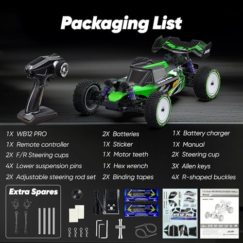 1/12 Brushless RC Cars,Fast 50mph Off-Road All Terrain Truck,4WD RC Buggy with 2.4GHz Remote Control and 3S Batteries,25W Fast Charging,RTR 4X4 Electric RC Cars