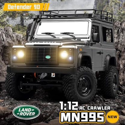 MN-99S RC Car, 1:12 Scale RC Rock Crawler, 4WD Off-Road RC Truck RTR, 2.4G Remote RC Land Rover Vehicle Models for Adults Hobby Gifts (Gray)