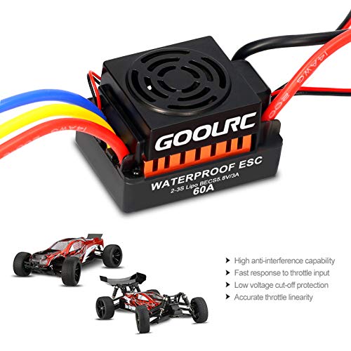 GoolRC Brushless Motor S3660 3300KV Sensorless Brushless Motor 60A Brushless ESC and Programming Card Combo Set for 1/10 RC Car Truck