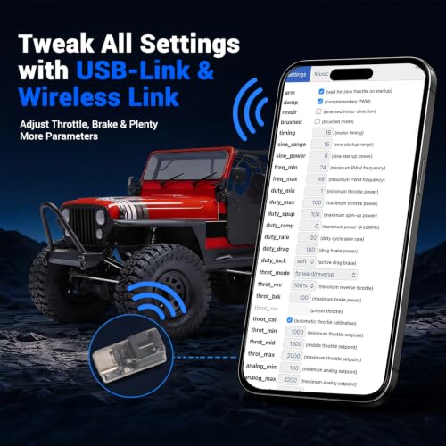 Ghost 60A Brushless ESC,Electric Speed Controller 12A BEC 5-8.4V,with WiFi-Link Parameter Configuration, for 1/10 Axial SCX10 TRX-4 TRX-6 RC Crawler Car - color: 60A ESC