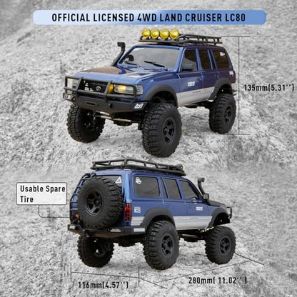 FMS 1/18 FCX18S Toyota Land Cruiser LC80 S Officially Licensed RC Crawler, 4WD RC Rock Truck, 2.4Ghz with 900mAh Battery&LED Lights, Hobby Grade Off-Road RC truck, Remote Control Car for Adults Yellow - color: Yellow