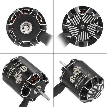 3548 1400KV Brushless Outrunner Motor with AM32 80A Brushless ESC Electric Speed Controller and USB Linker Programming Card for 1/10 Remote Control Crawler Upgrade - size: 1400KV, w/ Programming Card