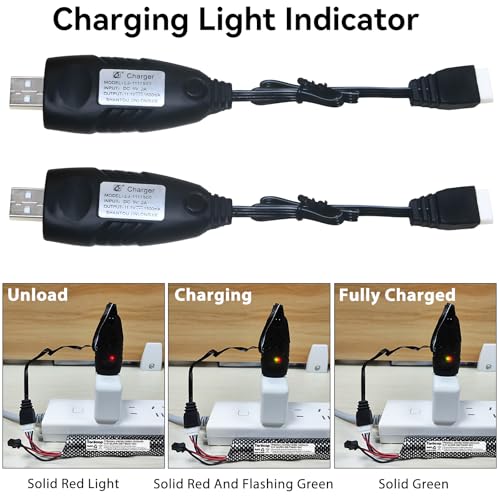 11.1V Battery Charger Airsoft - 2A 1500mAh USB Chargers with XH-4P Plug Gel Blaster 3S Lipo Battery 11.1 Volt Li-ion Batteries Chargers Cable for RC Car Boat Toy 2 Pack