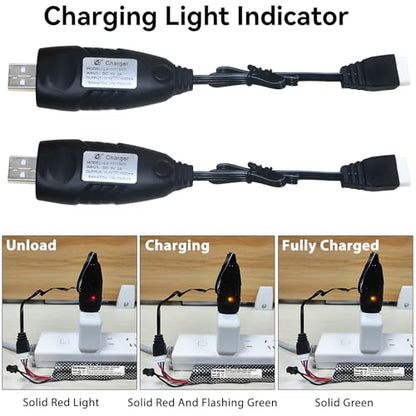 11.1V Battery Charger Airsoft - 2A 1500mAh USB Chargers with XH-4P Plug Gel Blaster 3S Lipo Battery 11.1 Volt Li-ion Batteries Chargers Cable for RC Car Boat Toy 2 Pack