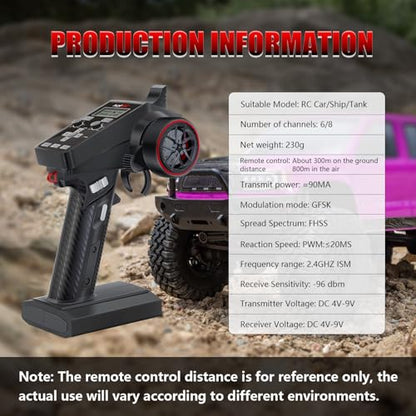 GOUPRC Racing CT-6A RC Transmitter 6 Channels 2.4GHz and Receiver with 2204 2400KV Brushless Outrunner Transmission Motor & 30A Brushless ESC Combo for SCX24 RC Crawler Axial 1/24 RC Car Crawler - style: 6CH Transmitter & Receiver kit