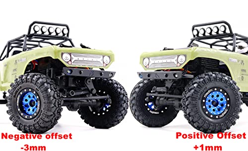 RC 1.0 Tires & Heavy Adjustable Offset 1.0 Beadlock Wheels Black Blue for 1/24 RC Crawler Car Truck Axial SCX24 Upgrade,(4-Pack, Assembled) - color: Black & Blue