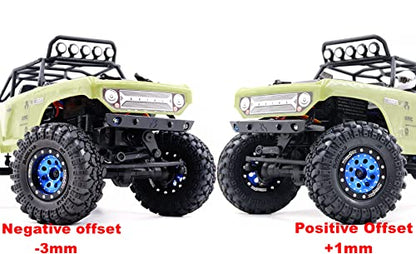 RC 1.0 Tires & Heavy Adjustable Offset 1.0 Beadlock Wheels Black Blue for 1/24 RC Crawler Car Truck Axial SCX24 Upgrade,(4-Pack, Assembled) - color: Black & Blue