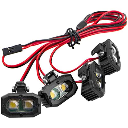 RC Crawler Bumper Light LED Headlight Spotlight w/Rectangular Cover Compatible with Traxxas TRX-4 Axial SCX10 90046 D90 CC01 Wraith Redcat Gen8 1/10 RC Crawler Car (4Leds)