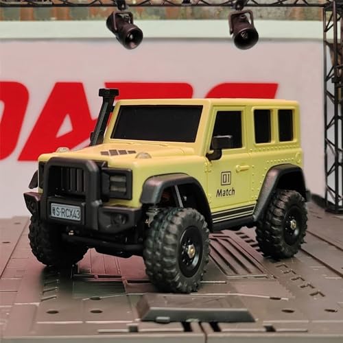 LDARC 1:43 Scale Mini RC Crawler RTR RC Rock Truck 4x4 2.4GHZ Hobby Grade Remote Control Car Model Vehicle RC Buggy, Comes with a DIY Replaceable Body Shell(Lemon Yellow) - color: Lemon Yellow