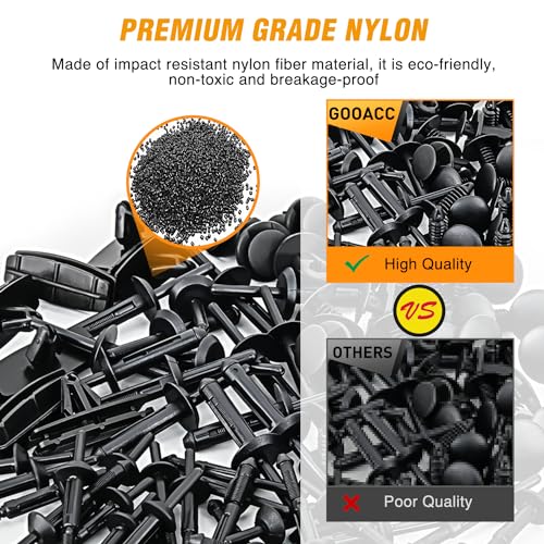 GOOACC 111Pcs Bumper Retainer Clips with Fastener Remover Plastic Rivets Grille Fender Flare Hardware Car Compatible with 2007-2024 Jeep Wrangler 2005-2010 Grand Cherokee 2002-2010 Liberty KJ & KK - color: 110Pcs Clips + Fastener Remover