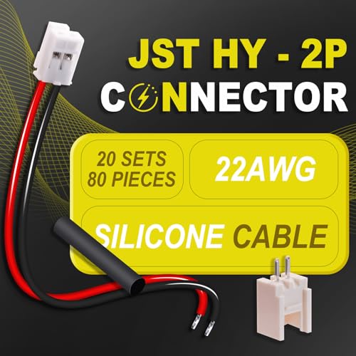 20 Sets/80 Pcs JST HY 2.0mm 2 Pin 22AWG Silicone Connector Kit | Premium Automotive Wiring, Heavy Duty Terminals, Reliable Circuit Board, High Temperature Housing, Easy Project Assembly - size: 2-Pin, style: JST-HY