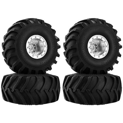 GLOBACT RC Monster Truck Wheel Tires 68 * 33mm for 1/24 SCX24 FCX24, Silver - color: Silver