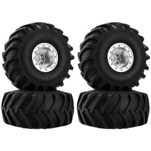 GLOBACT RC Monster Truck Wheel Tires 68 * 33mm for 1/24 SCX24 FCX24, Silver - color: Silver