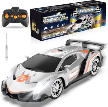 Growsland Remote Control Car RC Cars Xmas Gifts Toys for Kids 1/18 Electric Sport Racing Hobby Rc Crawler Toy Car Model Vehicle for Boys Girls Included Rechargable Batteries - color: Silver