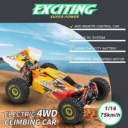 GoolRC WLtoys 144010 Brushless RC Cars for Adults, 1:14 Scale Remote Control Car, High Speed Racing RC Buggy, 2.4GHz RC Drift Car with Metal Chassis