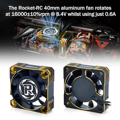 2Pack 40mm Motor Cooling Fan,16000RPM ESC Cooling Fan Fits 56mm 55mm 58mm Diameter Motor for 1/8 1/10 RC Truck Car (Black Gold) - style: 2pack Black Glod