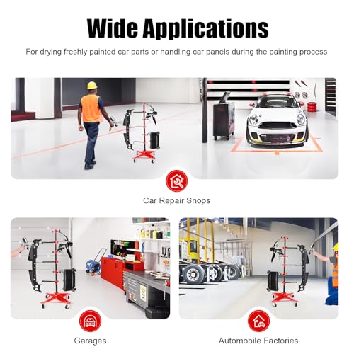 AutoBody Panel Paint Stand, Center Post Hang Paint Spray Stand with 4 Lockable Wheels & 6 Adjustable Hook Levers, Spray Tree Holder for Automotive Doors, Bumpers, Fenders, Hoods (18.5*18.5*47.24in) - size: 47x47x120cm