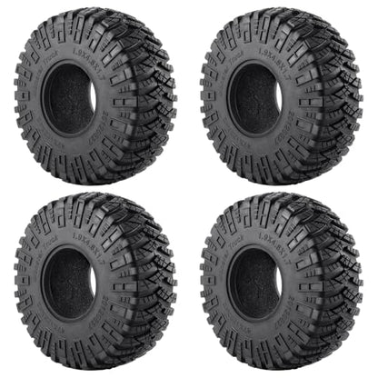 4PCS/Set 1.9" Aluminium Beadlock Wheel Tire Set with Foam Insert for 1/10th AXIAL SCX10 TRX4 Gen8 SCX10-II AXI90046,SCX10-III,D90 RC Crawler Truck Car Upgrade (Black) - color: Black