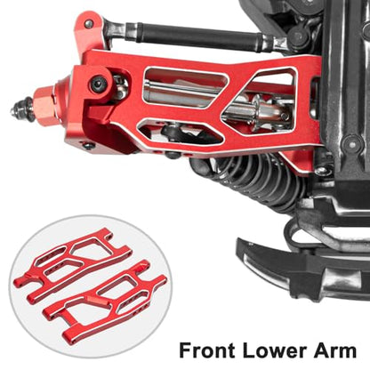 Aluminum 1/16 Suspension Arms Front Rear and Upper Lower Suspension Arms | for Traxxas 1/16 Mini XRT Monster Truck Upgrade, Red - color: Red