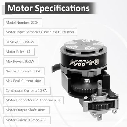 2204 2400KV Brushless Outrunner Motor with Transmission & 30A Brushless ESC Electric Speed Controller and RC Side Pedal Plates for Axial SCX24 1/24 Remote Control Car Crawler Truck (Titanium) - color: Titanium, With Side Pedal