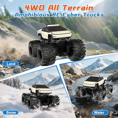 Remote Control Car for Boys, 1:18 Monster Trucks Toys Amphibious RC Cars, 2.4 GHz Waterproof RC Trucks, 4WD All Terrain Off-Road Pickup, Kids Toys for 6-12 Year Old Boys Girls Christmas Birthday Gifts - color: Gold