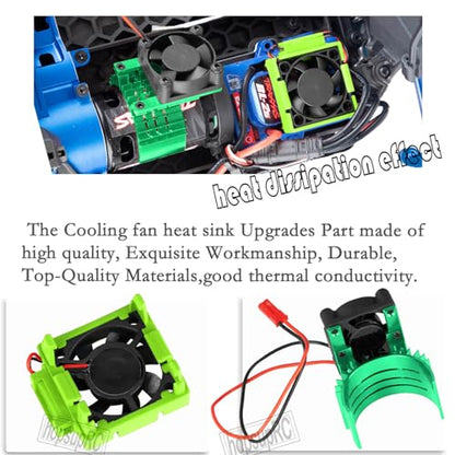 VXL-3s High Velocity Fan Heatsink Set Upgrades Part for 1/10 Slash/Rustler/Stampede VXL 4X4 2WD, ESC Motor Cooling Fan Hops Up,Green - color: Green/(for 2wd 4wd)