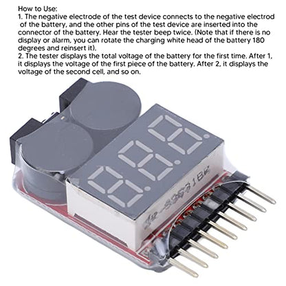 10 PCS Lipo Battery Voltage Tester, RC Low Voltage Buzzer Alarm, Battery Monitor Checker Tester for 1-8S Lipo/Li-Ion/Limn/Li-Fe, Voltage Alarm Battery