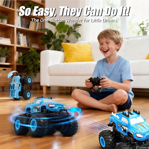 Remote Control Car, 1:24 Scale All Terrain Monster Truck Toys with LED Lights, 2.4 Ghz Off-Road Remote Control Monster Trucks for Boys 4-7, Gift for Kids 8 9 10 11 12
