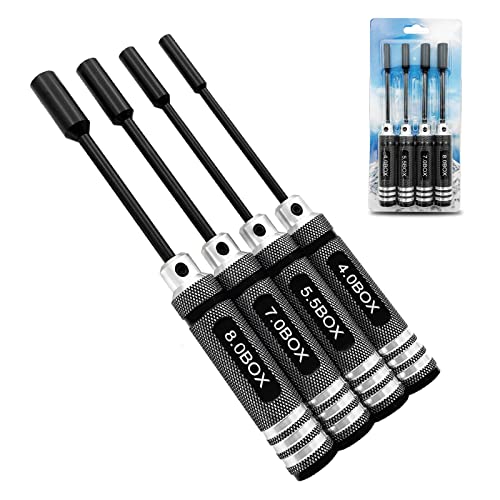 4Pcs Nut Driver Set RC Tool Set Hex Nut Driver for RC Vehicle RC Helicopters FPV Drones Cameras Appliances Repair 4mm 5.5mm 8mm 7mm Nut Driver (black) - color: Black