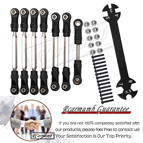 Adjustable Turnbuckles Camber Link Part for 1/10 Slash 2WD/Slash 4X4 4WD,7pcs Rc Turnbuckles Camber Link with Rod Ends Sets/Wrench for RC Replace Parts,Black