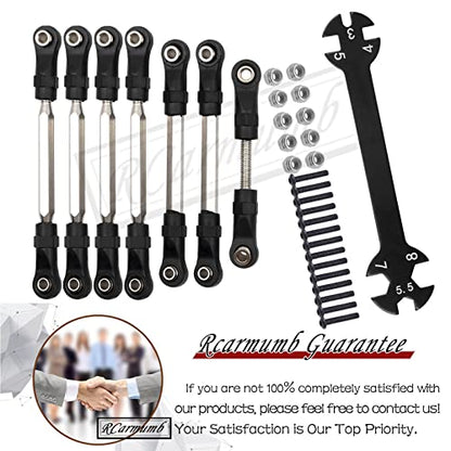 Adjustable Turnbuckles Camber Link Part for 1/10 Slash 2WD/Slash 4X4 4WD,7pcs Rc Turnbuckles Camber Link with Rod Ends Sets/Wrench for RC Replace Parts,Black