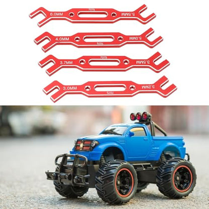 Yosoo Health Gear RC Ball Tie Rod Adjustment Wrench Set, 4PCS Aluminium Alloy Turnbuckle Nut Tool 3.0-6.0mm Sizes, for Car Crawler Drone Boat Repair (Red) - color: Red